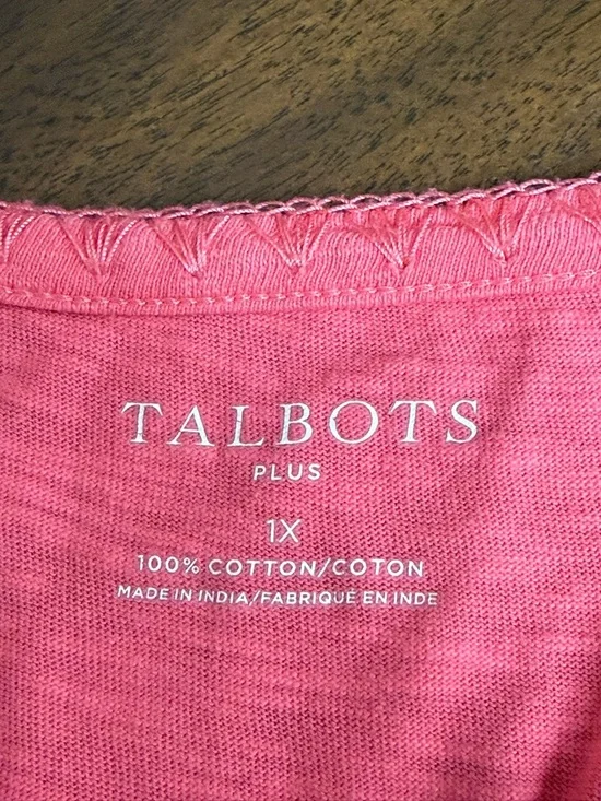 Talbots Pink Floral Embroidered Top Boho Cottagecore Cotton 1X Summer Chic - Picture 7 of 9